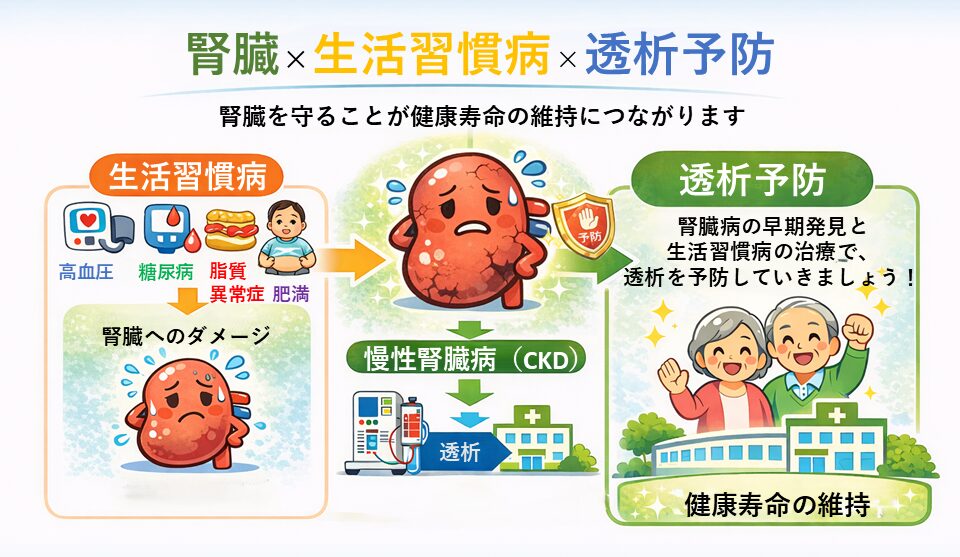 腎臓・生活習慣病・透析予防の関係図